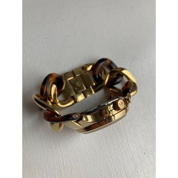 MICHAEL KORS LADIES MK4222 RUNWAY YELLOW GOLD STEEL CHAIN BRACELET WATCH-WORKS! - Picture 7 of 10